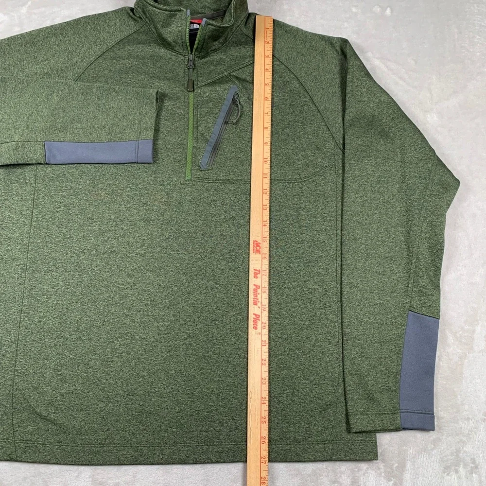 The North Face Quarter Zip Pullover Mens Large Green Heathered Fleece Jacket